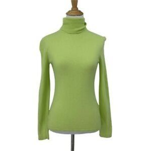 LORD & TAYLOR two ply 100 % cashmere pistachio turtle neck sweater size M